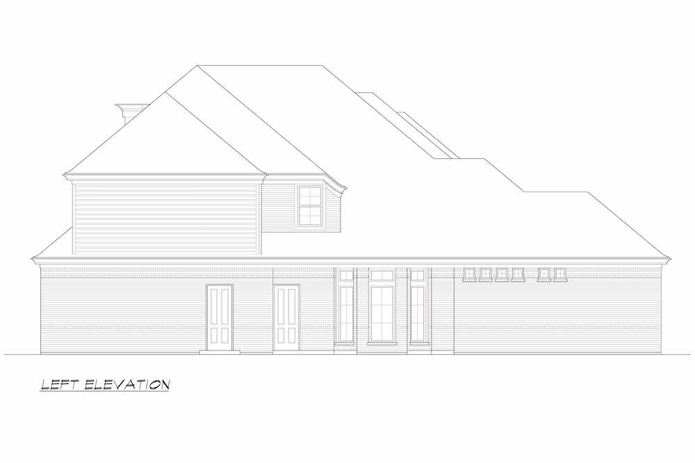 Home Plan Left Elevation of this 3-Bedroom,4153 Sq Ft Plan -195-1256