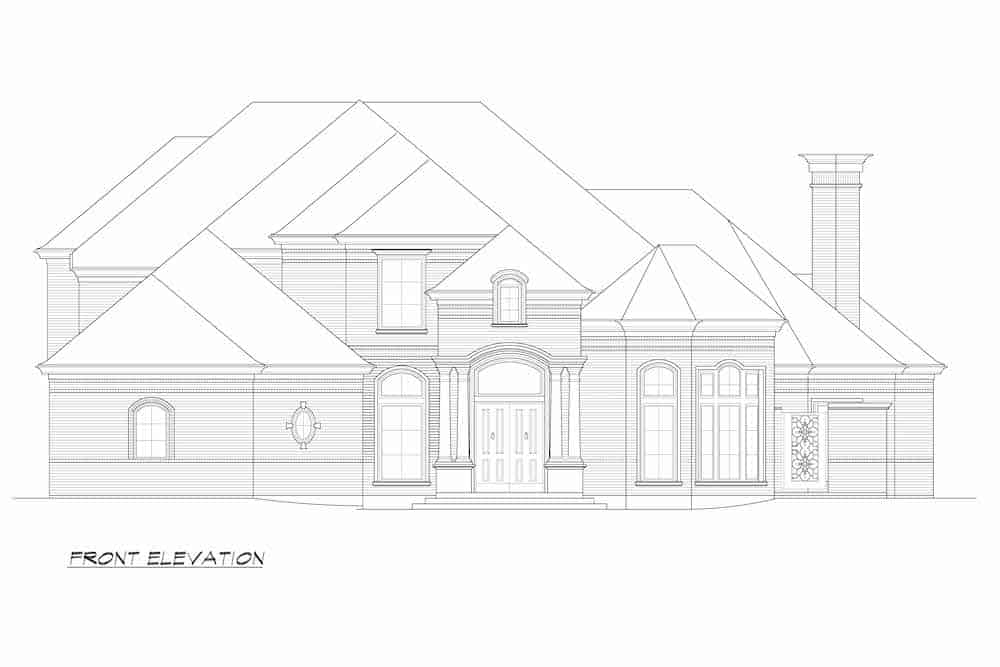 Home Plan Front Elevation of this 3-Bedroom,4153 Sq Ft Plan -195-1256