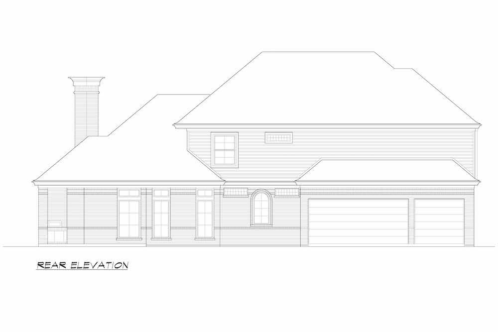 Home Plan Rear Elevation of this 3-Bedroom,4153 Sq Ft Plan -195-1256