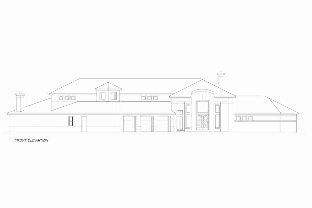 Home Plan Front Elevation of this 4-Bedroom,5199 Sq Ft Plan -195-1257