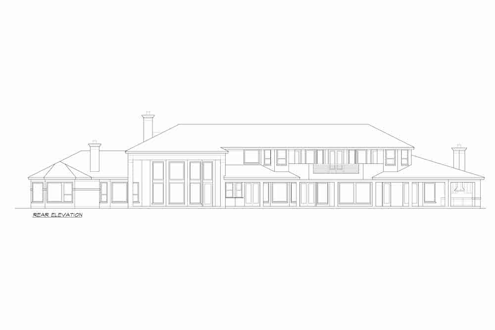 Home Plan Rear Elevation of this 4-Bedroom,5199 Sq Ft Plan -195-1257
