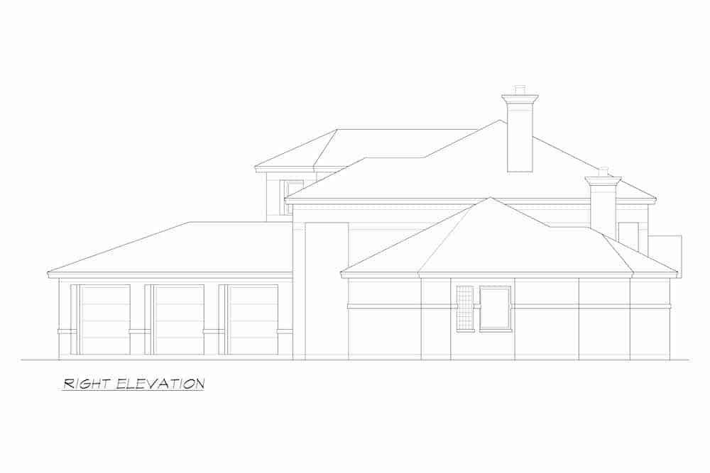 Home Plan Right Elevation of this 4-Bedroom,5199 Sq Ft Plan -195-1257