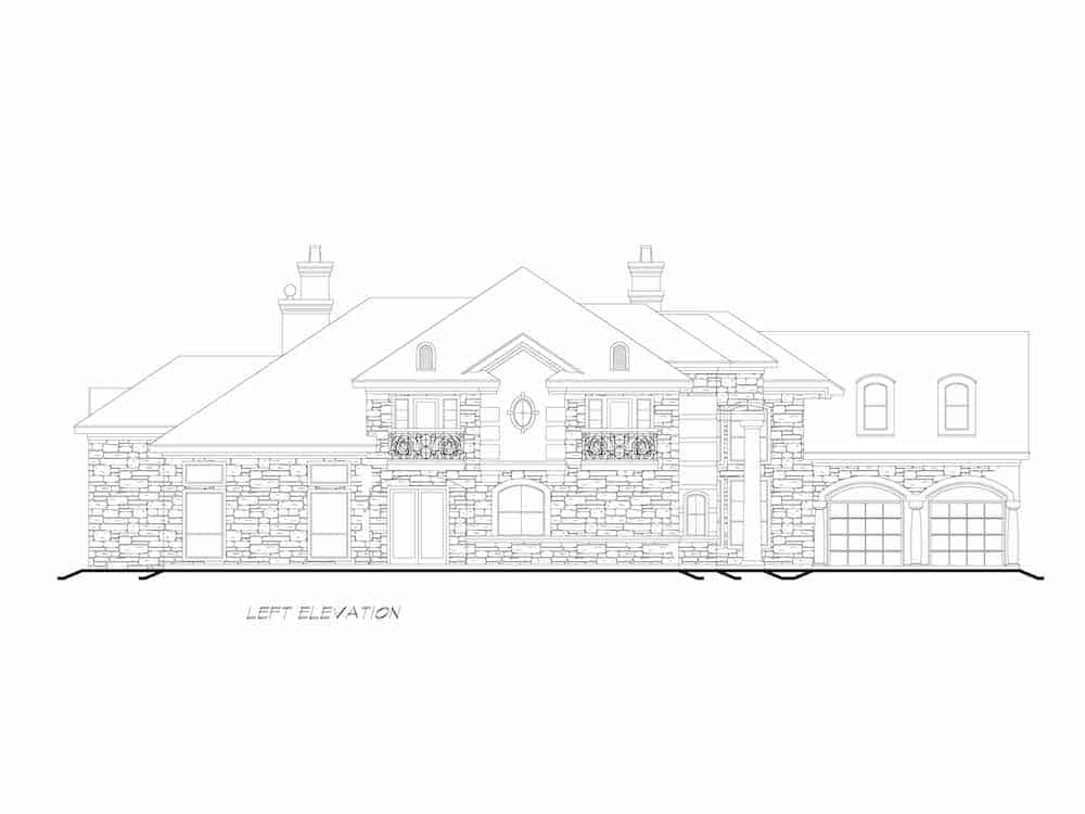 Home Plan Left Elevation of this 3-Bedroom,4416 Sq Ft Plan -195-1258