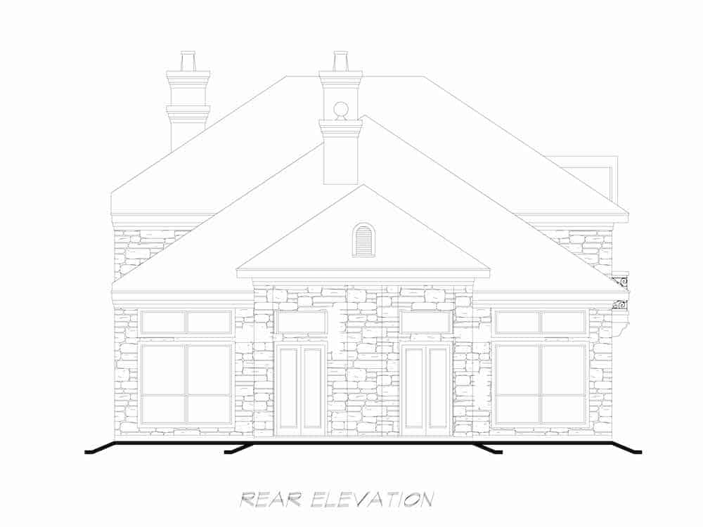 Home Plan Rear Elevation of this 3-Bedroom,4416 Sq Ft Plan -195-1258
