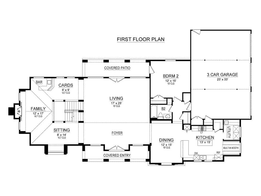 Floor Plan Main Level of Mediterranean Plan #195-1260