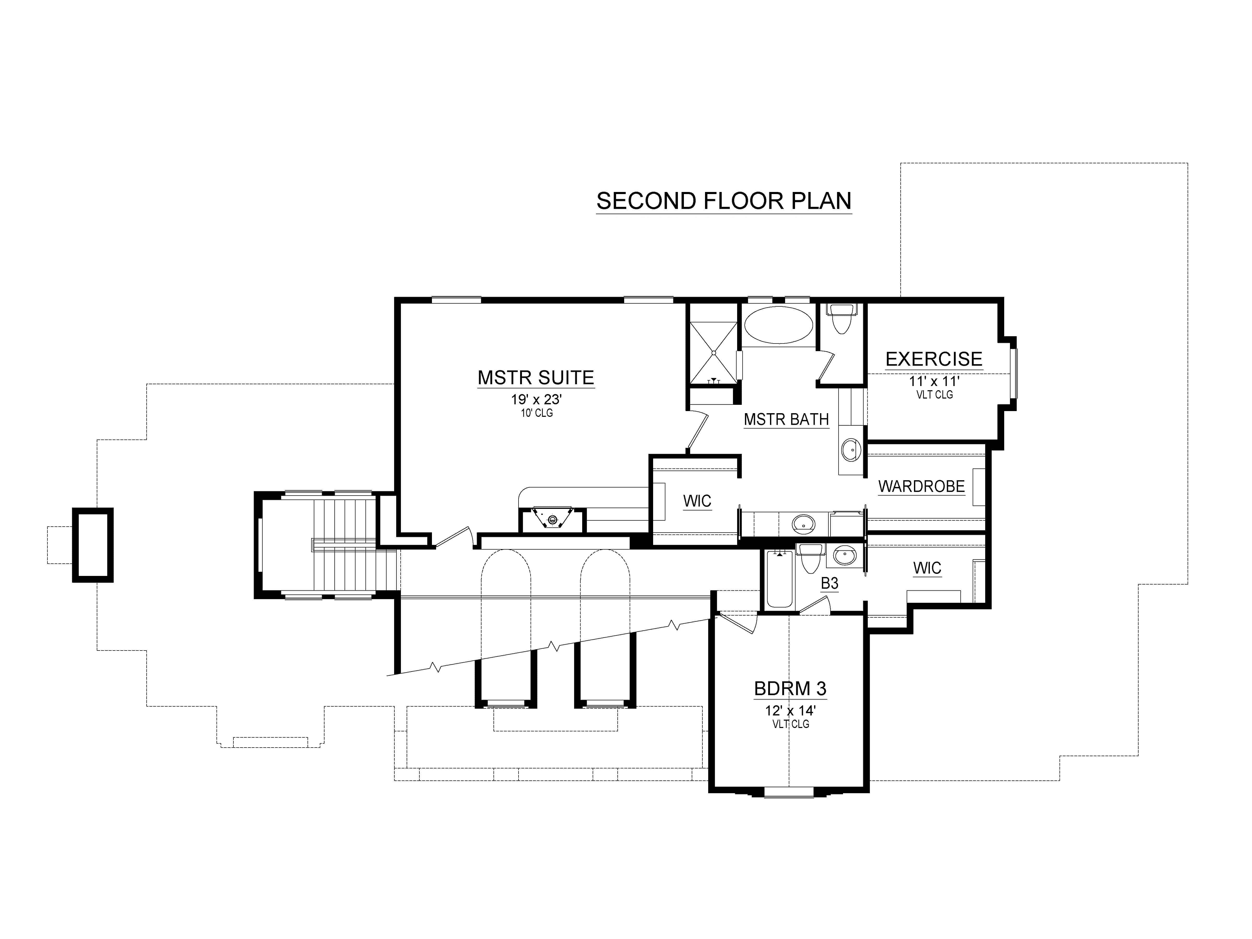 Floor Plan Upper Level of Mediterranean Plan #195-1260