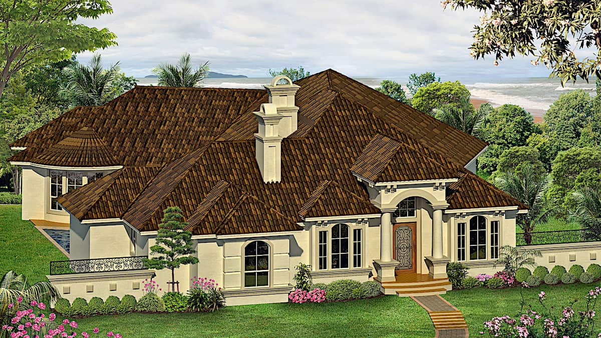 Front View of this 3-Bedroom, 4128 Sq Ft Plan - 195-1262