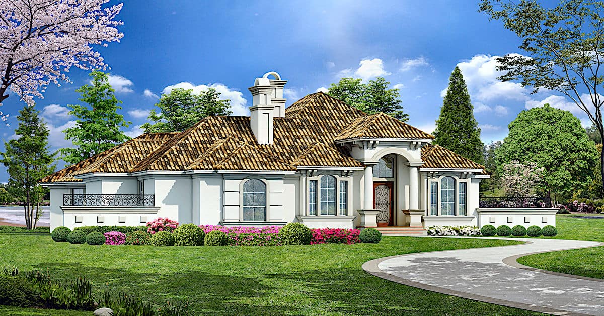 Mediterranean home (ThePlanCollection: Plan #195-1262)