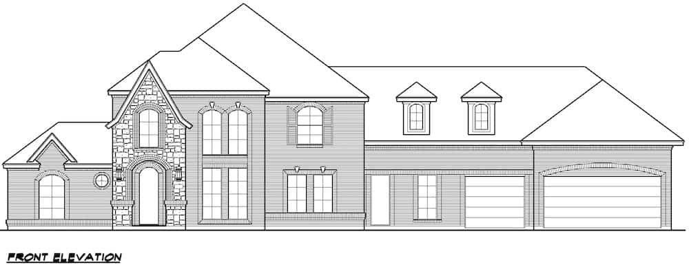 Home Plan Front Elevation of this 4-Bedroom,3746 Sq Ft Plan -195-1263