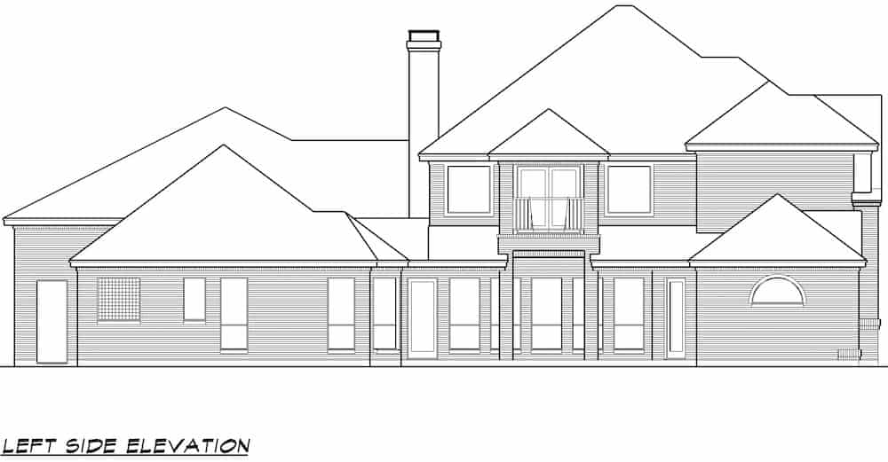 Home Plan Left Elevation of this 4-Bedroom,3746 Sq Ft Plan -195-1263