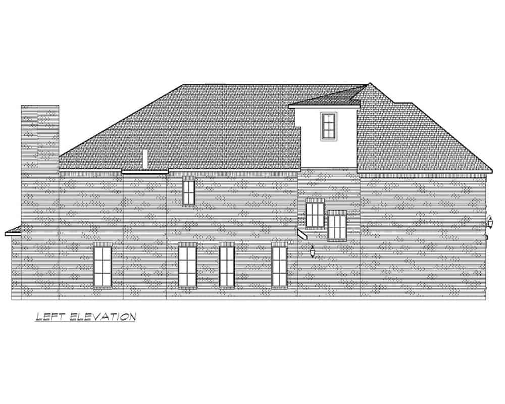 Home Plan Left Elevation of this 6-Bedroom,5618 Sq Ft Plan -195-1264