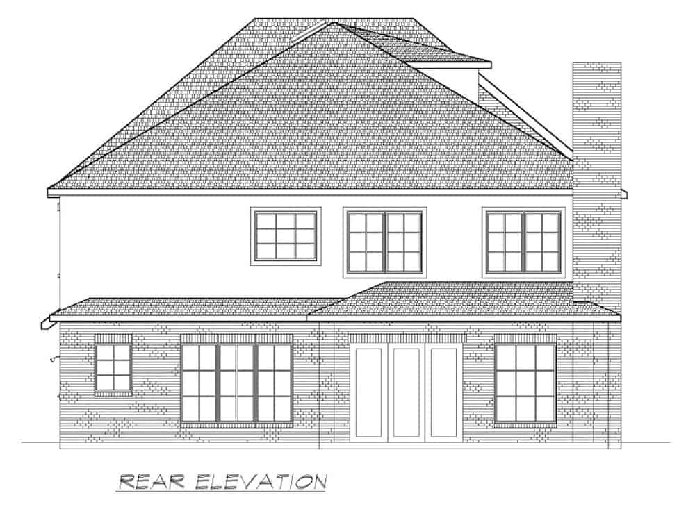 Home Plan Rear Elevation of this 6-Bedroom,5618 Sq Ft Plan -195-1264