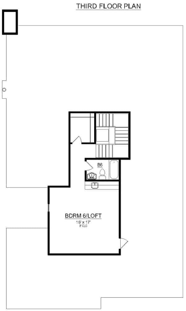 Floor Plan Third Story of Contemporary Plan #195-1264