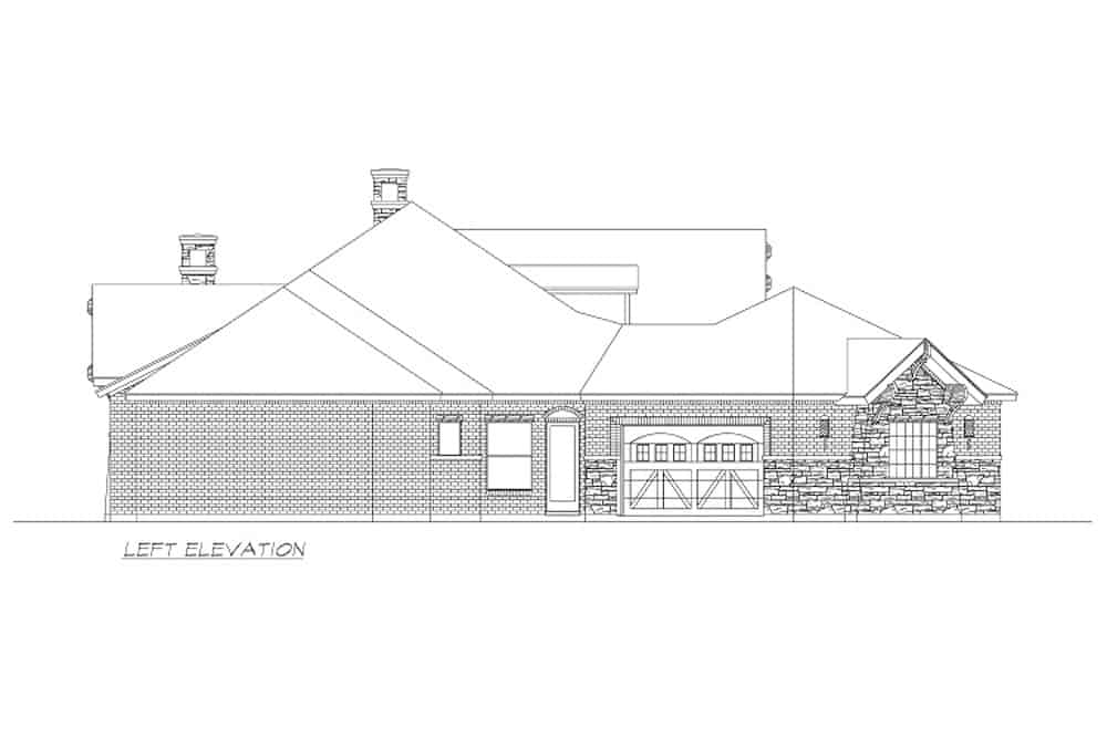 Home Plan Left Elevation of this 4-Bedroom,3065 Sq Ft Plan -195-1265