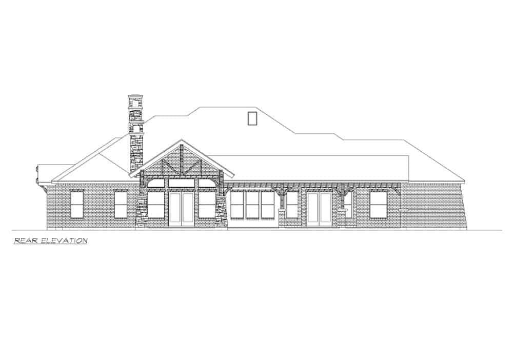 Home Plan Rear Elevation of this 4-Bedroom,3065 Sq Ft Plan -195-1265