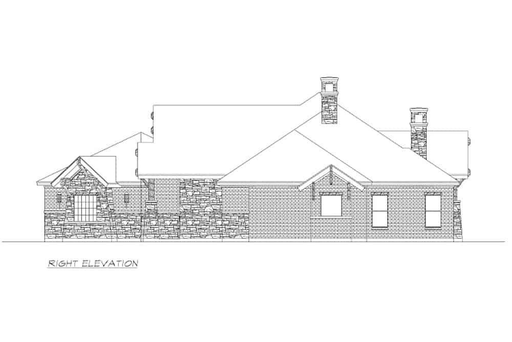 Home Plan Right Elevation of this 4-Bedroom,3065 Sq Ft Plan -195-1265
