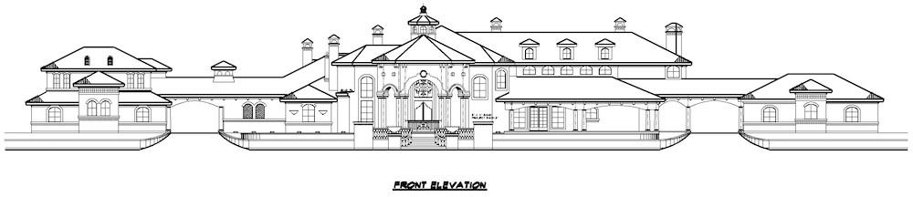 Home Plan Front Elevation of this 5-Bedroom,12291 Sq Ft Plan -195-1266