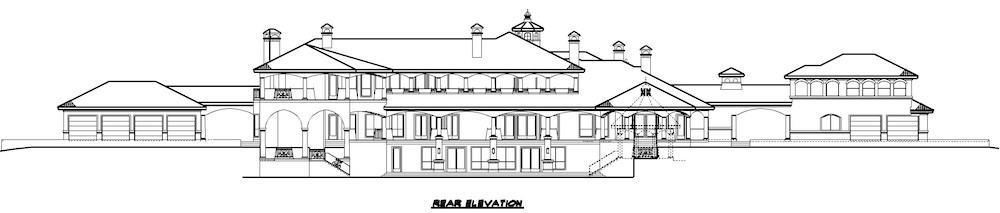 Home Plan Rear Elevation of this 5-Bedroom,12291 Sq Ft Plan -195-1266