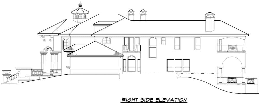 Home Plan Right Elevation of this 5-Bedroom,12291 Sq Ft Plan -195-1266