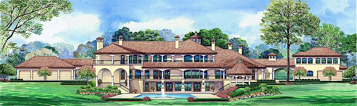 Rear View of this 5-Bedroom, 12291 Sq Ft Plan - 195-1266