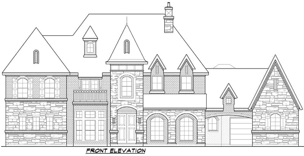 Home Plan Front Elevation of this 6-Bedroom,6974 Sq Ft Plan -195-1267