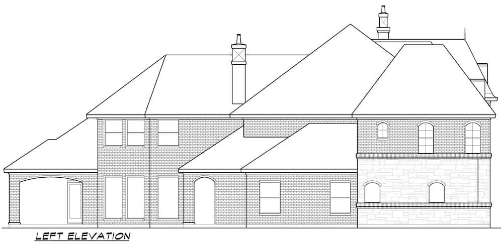Home Plan Left Elevation of this 6-Bedroom,6974 Sq Ft Plan -195-1267