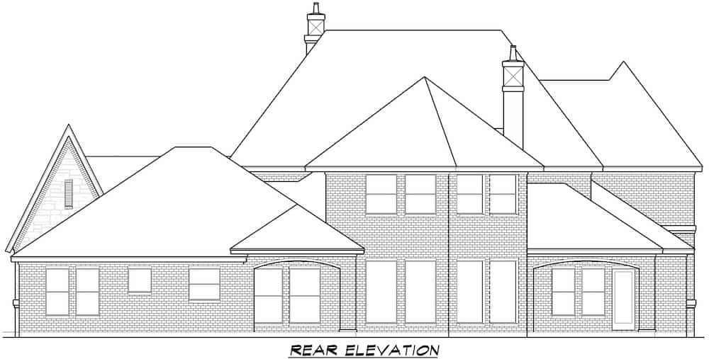Home Plan Rear Elevation of this 6-Bedroom,6974 Sq Ft Plan -195-1267