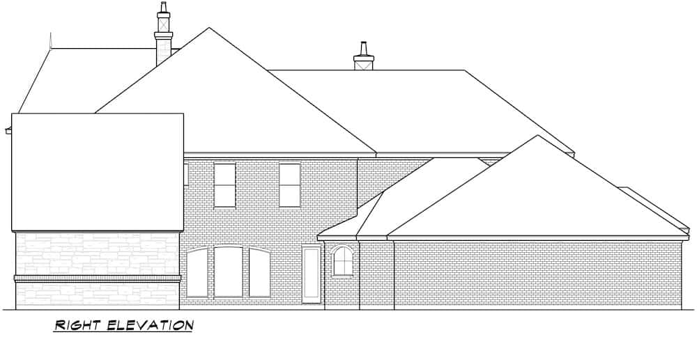 Home Plan Right Elevation of this 6-Bedroom,6974 Sq Ft Plan -195-1267