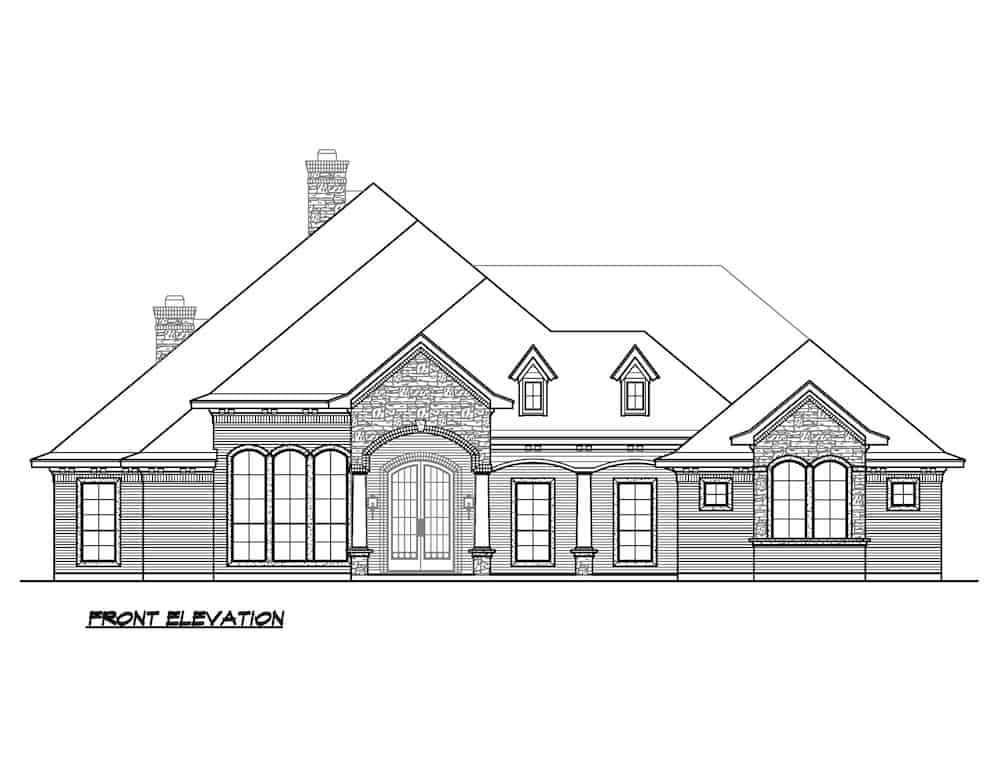 Home Plan Front Elevation of this 4-Bedroom,4547 Sq Ft Plan -195-1270