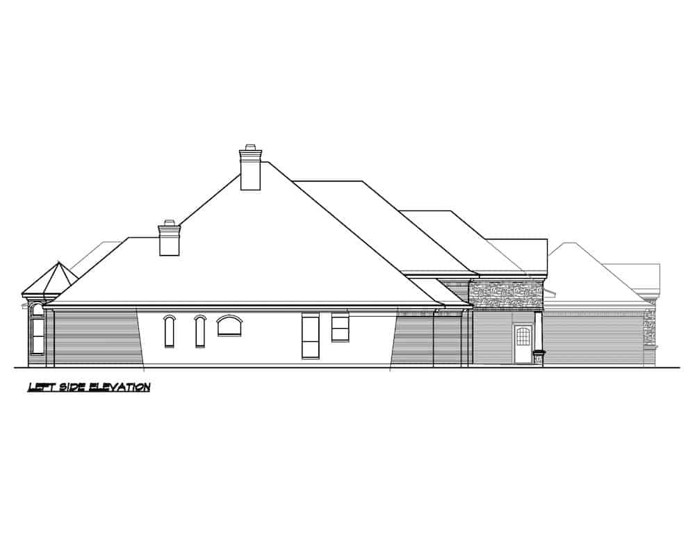 Home Plan Left Elevation of this 4-Bedroom,4547 Sq Ft Plan -195-1270