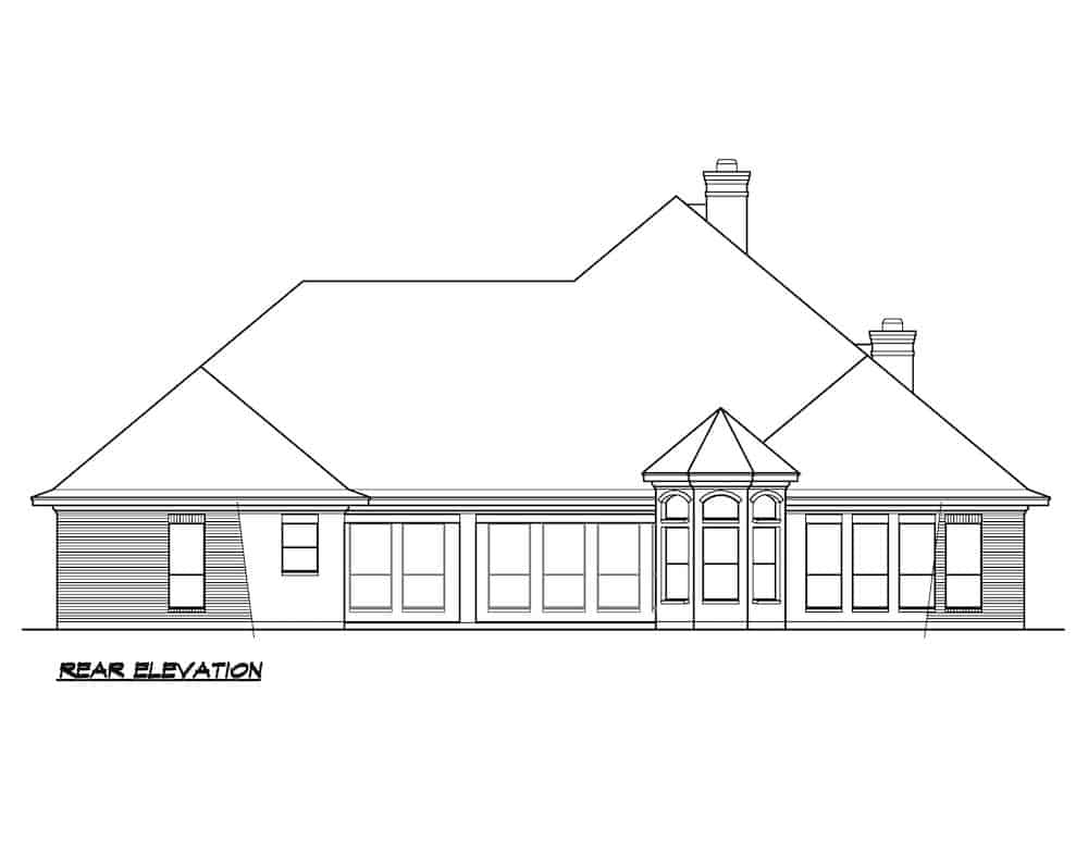 Home Plan Rear Elevation of this 4-Bedroom,4547 Sq Ft Plan -195-1270