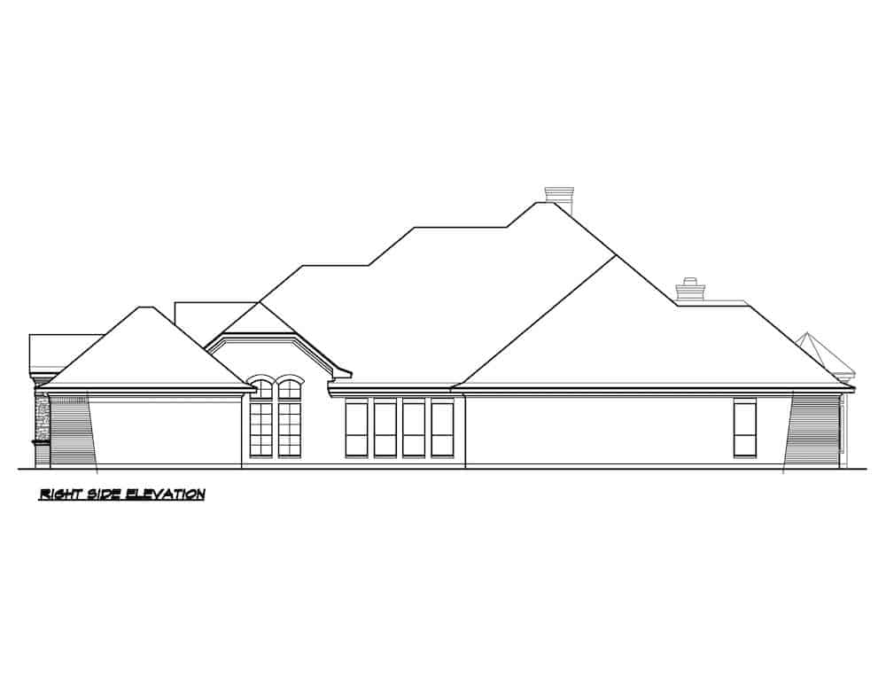 Home Plan Right Elevation of this 4-Bedroom,4547 Sq Ft Plan -195-1270