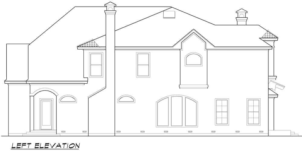 Home Plan Left Elevation of this 5-Bedroom,5131 Sq Ft Plan -195-1271