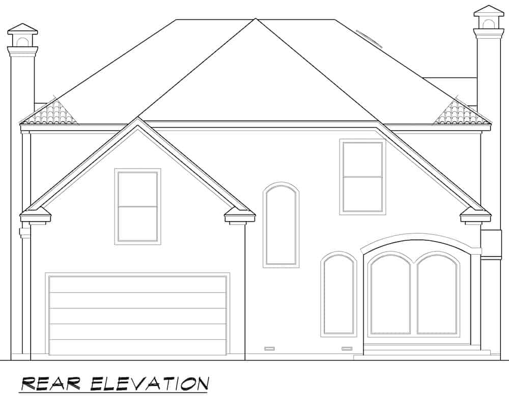 Home Plan Rear Elevation of this 5-Bedroom,5131 Sq Ft Plan -195-1271