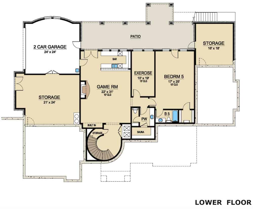 Floor Plan Basement of Mediterranean Plan #195-1272