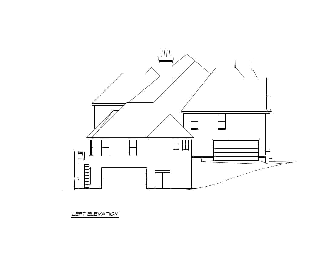 Home Plan Left Elevation of this 5-Bedroom,8523 Sq Ft Plan -195-1272