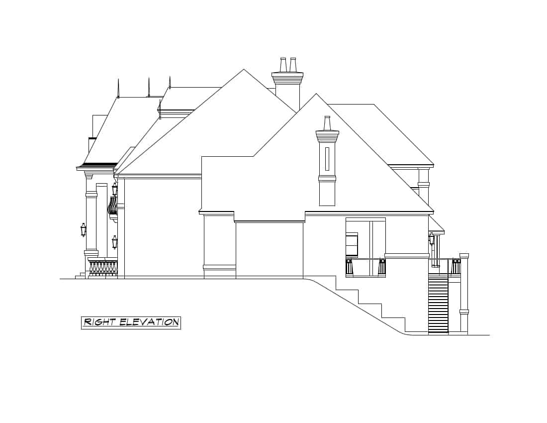 Home Plan Right Elevation of this 5-Bedroom,8523 Sq Ft Plan -195-1272