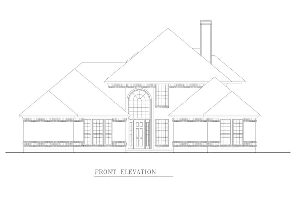 Home Plan Front Elevation of this 4-Bedroom,3300 Sq Ft Plan -195-1273