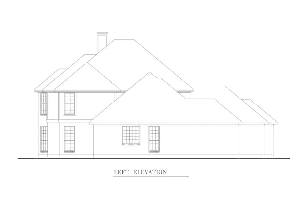 Home Plan Left Elevation of this 4-Bedroom,3300 Sq Ft Plan -195-1273