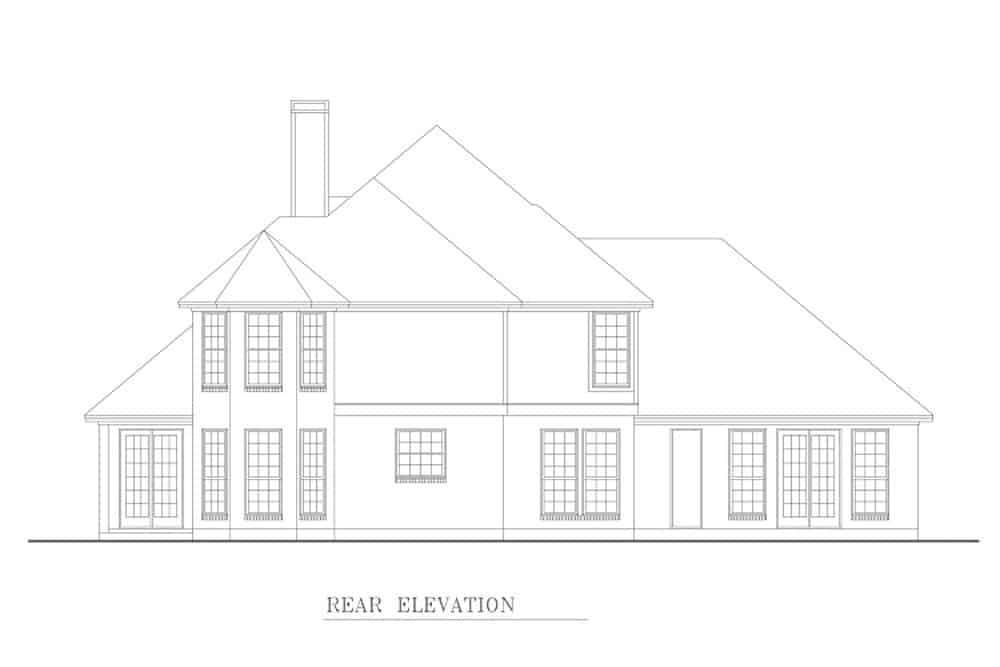 Home Plan Rear Elevation of this 4-Bedroom,3300 Sq Ft Plan -195-1273