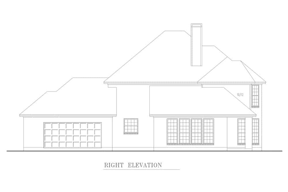 Home Plan Right Elevation of this 4-Bedroom,3300 Sq Ft Plan -195-1273