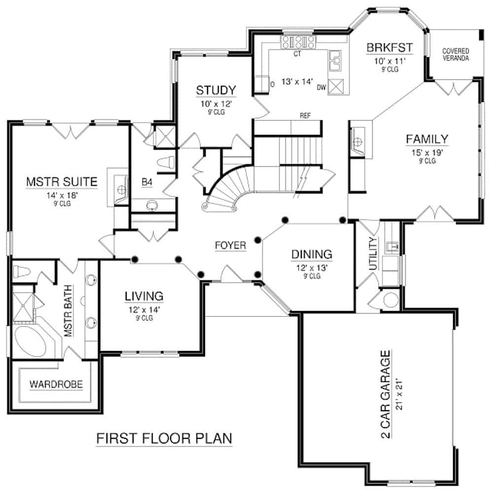 Floor Plan Main Level of French Plan #195-1273