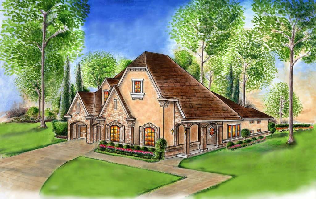 Side View of this 3-Bedroom, 3090 Sq Ft Plan - 195-1274