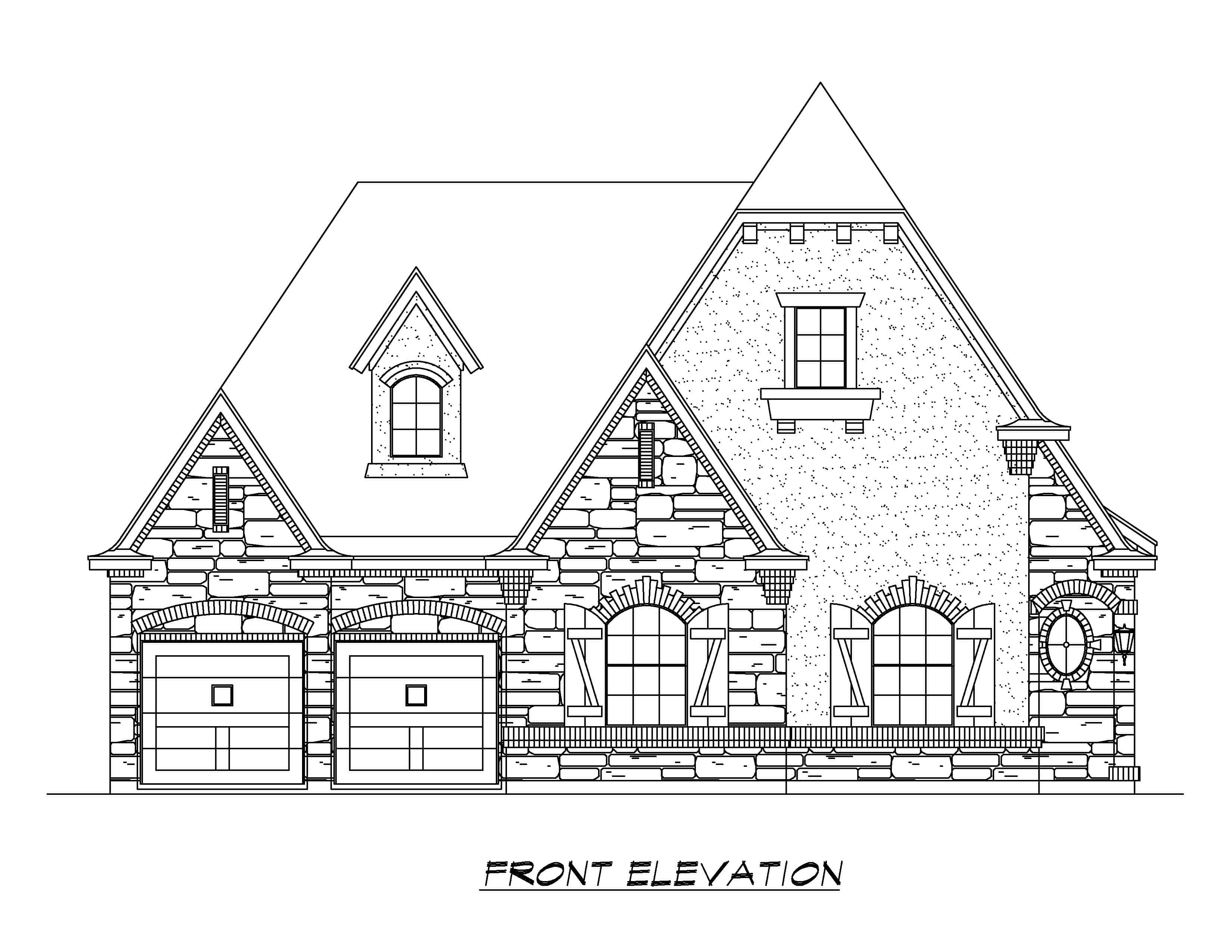 Home Plan Front Elevation of this 3-Bedroom,3090 Sq Ft Plan -195-1274