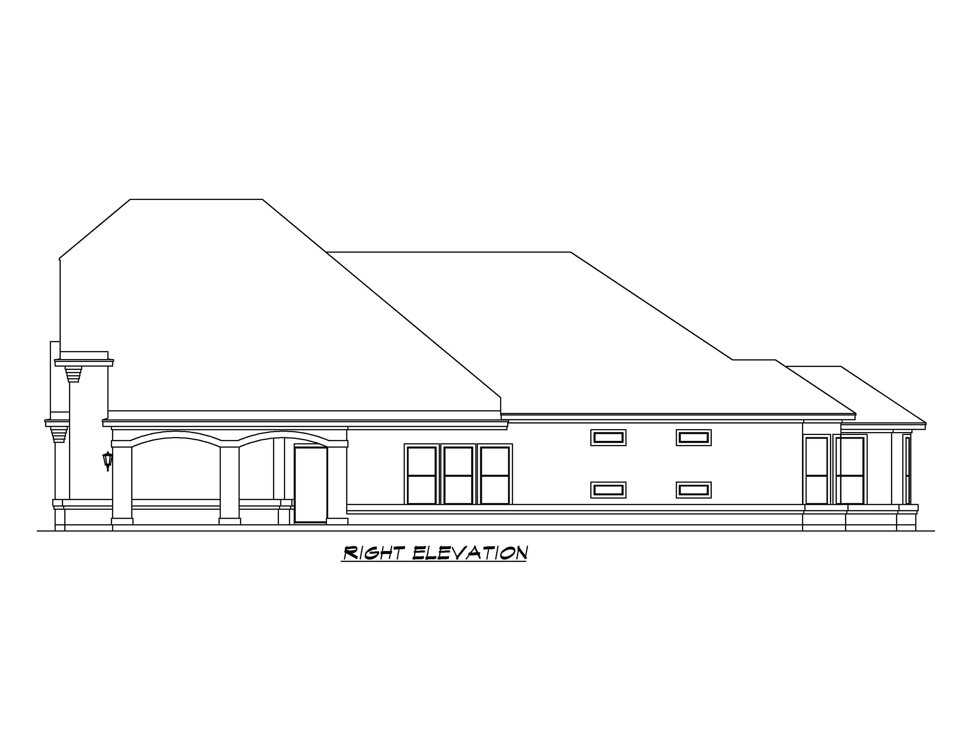 Home Plan Right Elevation of this 3-Bedroom,3090 Sq Ft Plan -195-1274