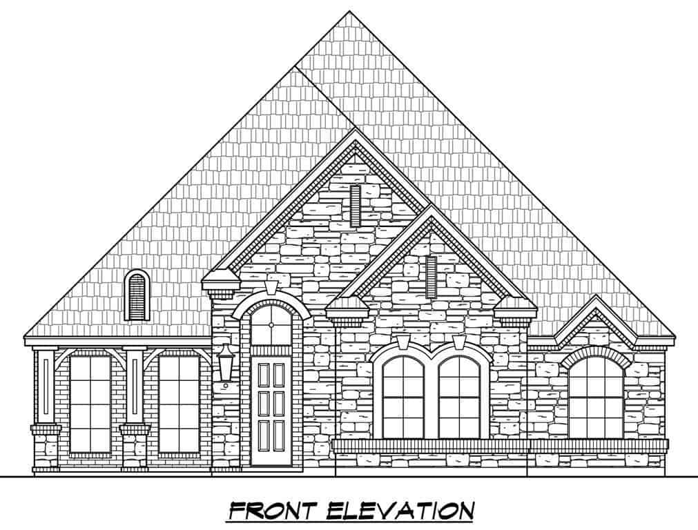 Home Plan Front Elevation of this 3-Bedroom,2552 Sq Ft Plan -195-1275