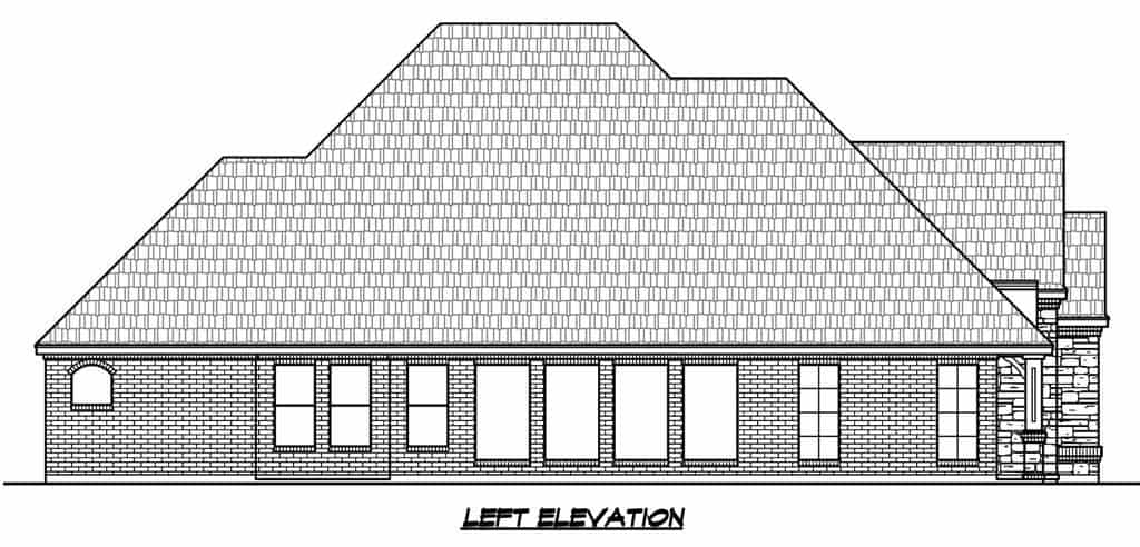 Home Plan Left Elevation of this 3-Bedroom,2552 Sq Ft Plan -195-1275