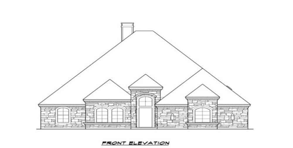 Home Plan Front Elevation of this 3-Bedroom,2953 Sq Ft Plan -195-1276