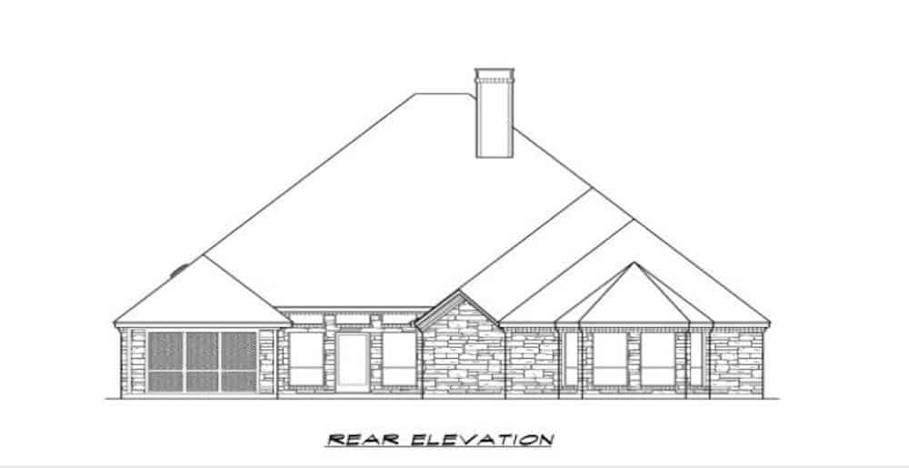 Home Plan Rear Elevation of this 3-Bedroom,2953 Sq Ft Plan -195-1276