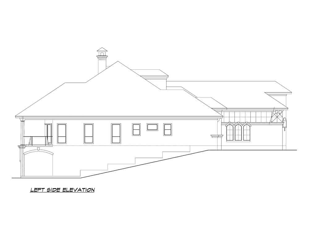 Home Plan Left Elevation of this 5-Bedroom,7354 Sq Ft Plan -195-1277